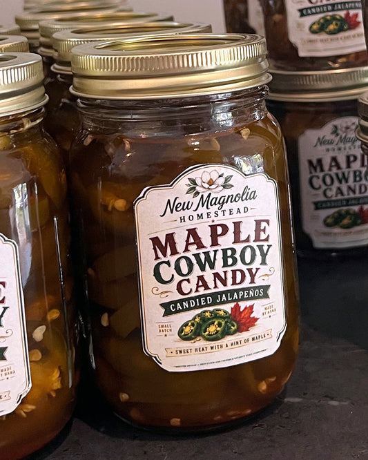 New Magnolia Homestead Maple Cowboy Candy candied jalapeños, pint jar